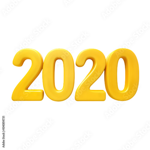 year 2020 yellow text isolated on transparent background