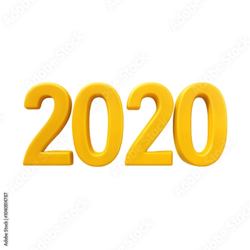 year 2020 yellow text isolated on transparent background