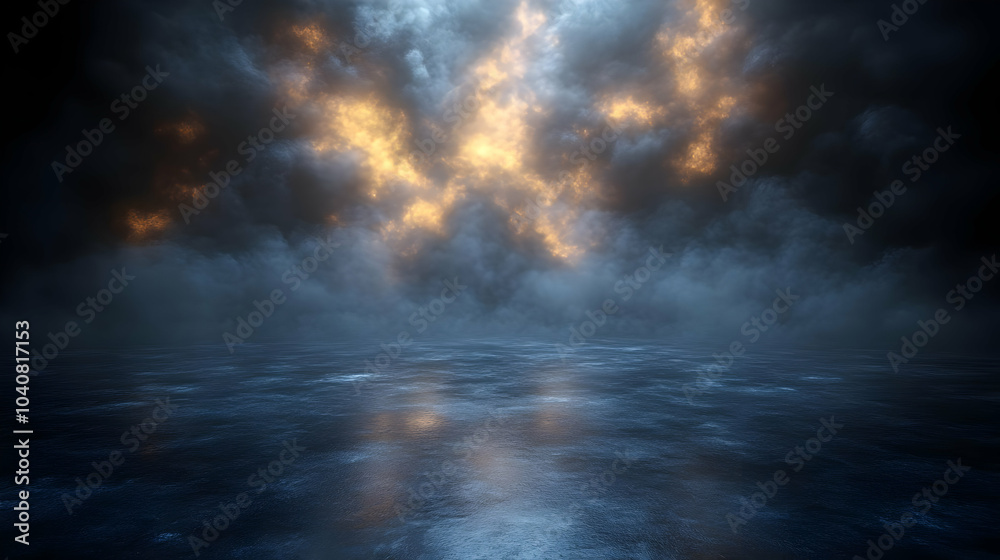 Dark Clouds and a Calm Sea 3D Background Dark Clouds and a Calm Sea 3D Background