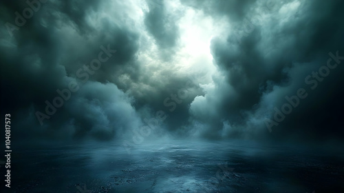 Dark Cloudy Sky Above Water Illustration
