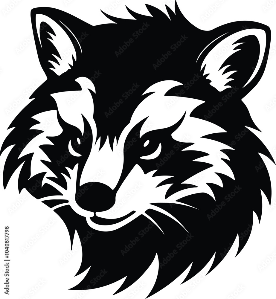 Obraz premium Black silhouette of red panda head