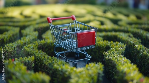 3D Cart Rolling Through Maze of Payment Options