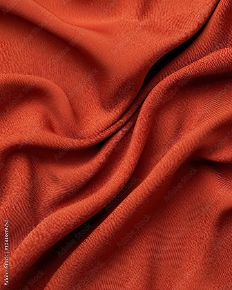 Fototapeta premium Elegant orange fabric texture, smooth and flowing, white background.