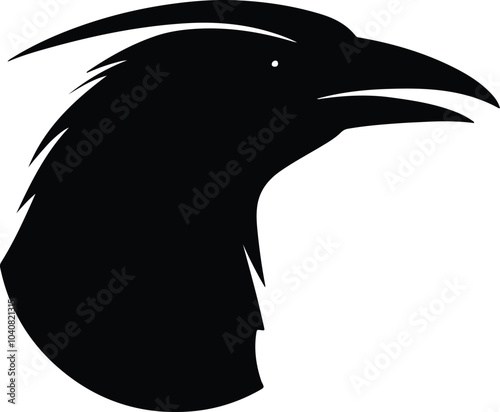 Black silhouette of redbilled oxpecker head photo