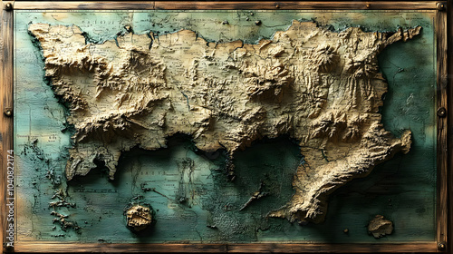 Vintage 3D Map Art with Wooden Frame