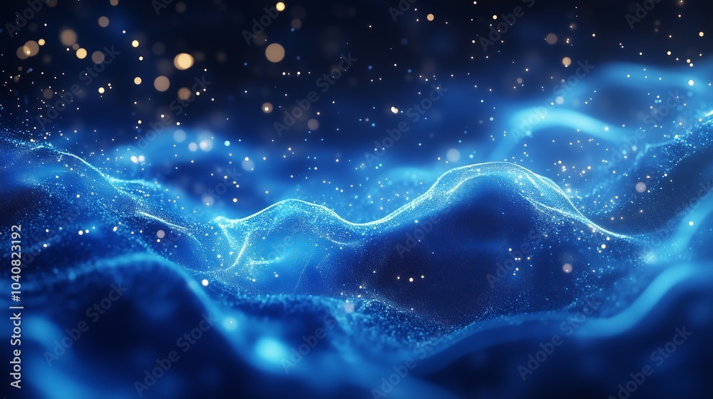 Blue background with glowing light and energy waves Blue background with glowing light and energy waves