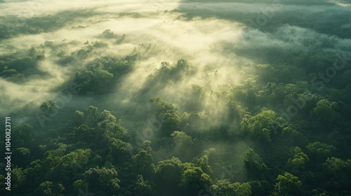 aerial view of a cloud forest in the Amazon