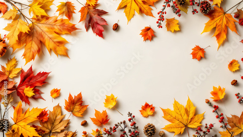 Vibrant Autumn Leaves and Nature's Bounty Create a Festive Seasonal Display in Harmony