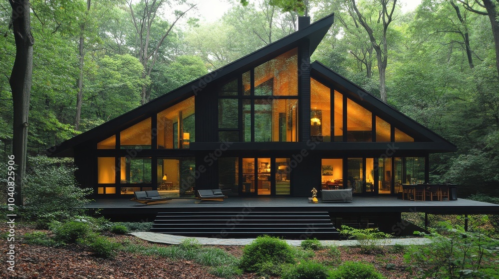 Modern Black House Surrounded by Lush Woods Modern Black House Surrounded by Lush Woods