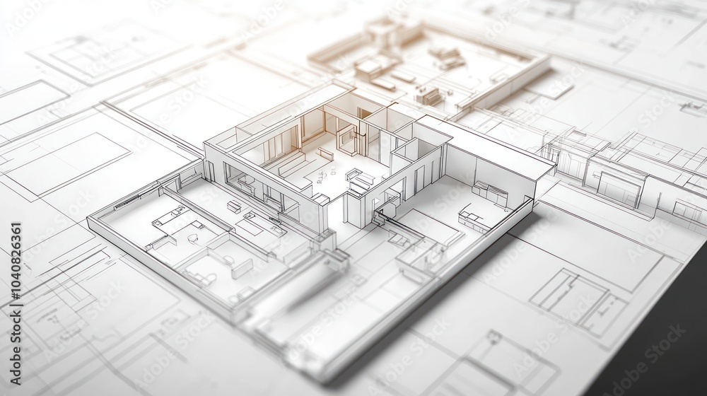Architectural blueprint showcasing a modern home design. Architectural blueprint showcasing a modern home design.