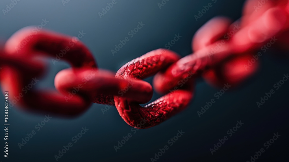 close up view of red chain link, showcasing its texture and details, symbolizes strength and connection. vibrant color adds striking visual element to image close up view of red chain link, showcasing its texture and details, symbolizes strength and connection. vibrant color adds striking visual element to image