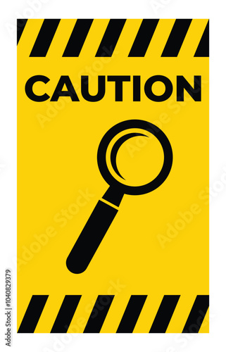 Caution Sign with Magnifying Glass Icon