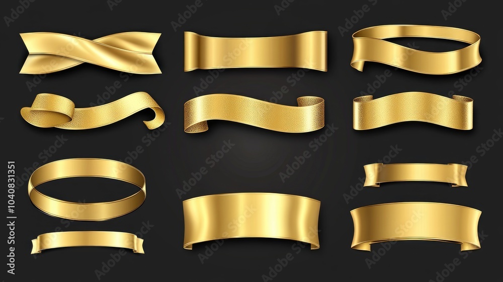 Elegant Golden Ribbon Collection for Decorative Use