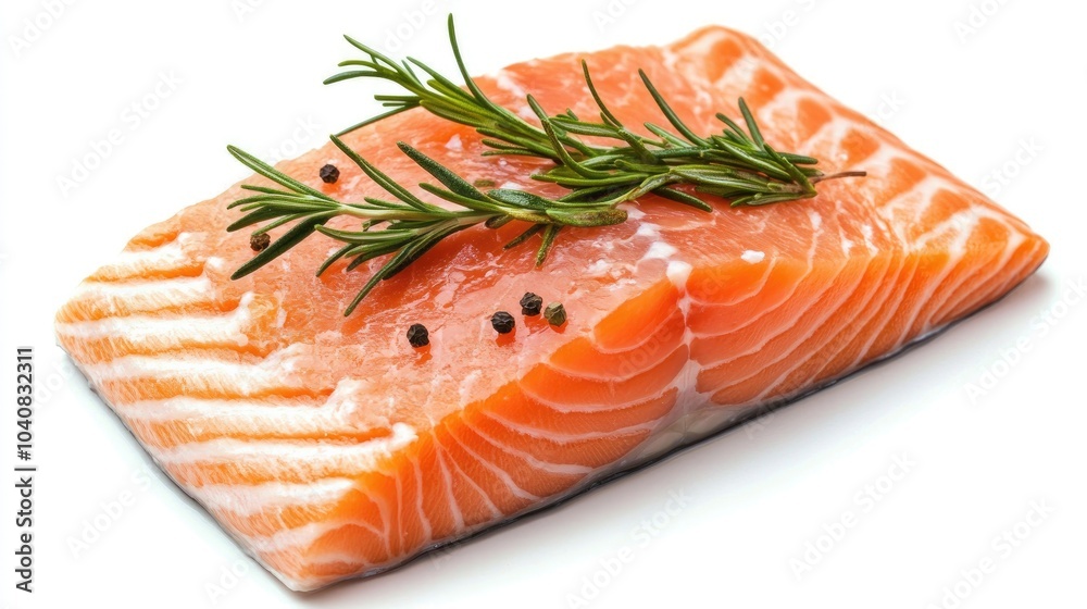 Fresh and Juicy Salmon Fillet on White Background Fresh and Juicy Salmon Fillet on White Background