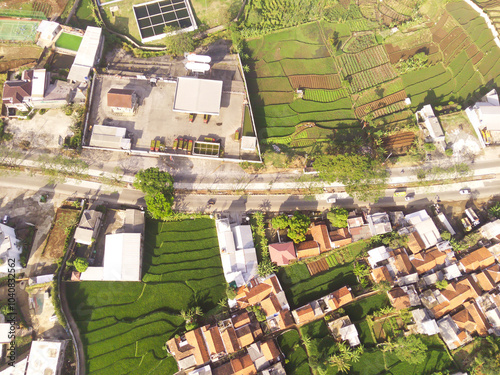 Aerial Landscape horizontal Highways in the Suburbs. Highways connecting Cileunyi City with Garut City, Indonesia. Mode of Transport. Street and Road. Transportation Photo Concept photo