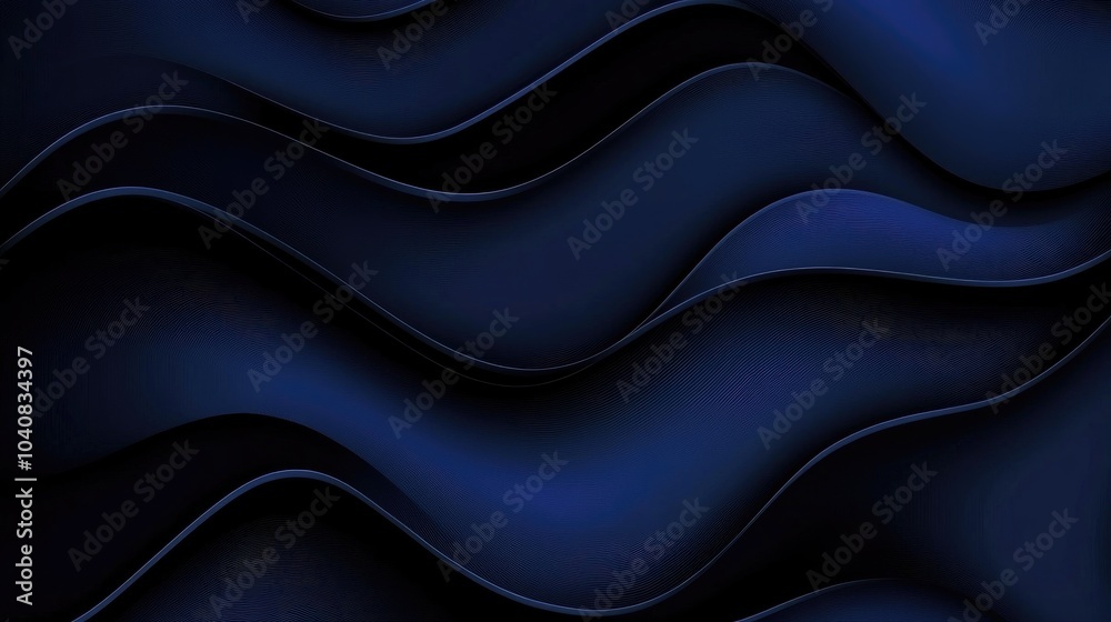 Fototapeta premium Dark Blue Abstract Waves with Shiny Texture