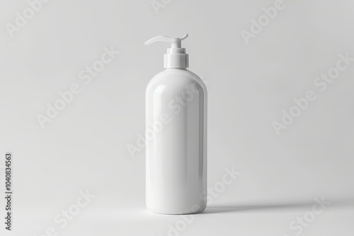 White pump bottle mockup on a white background.