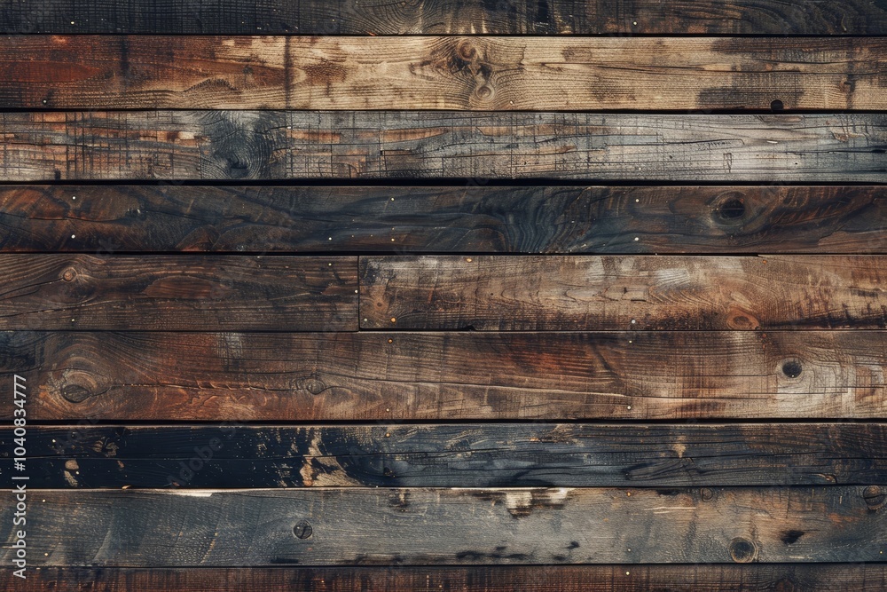 Naklejka premium Closeup of dark, rustic wood planks.