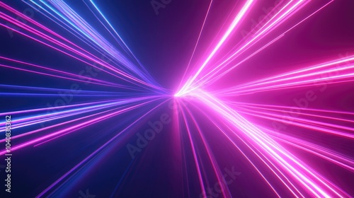 Abstract Neon Rays Radiating in a Dark Background