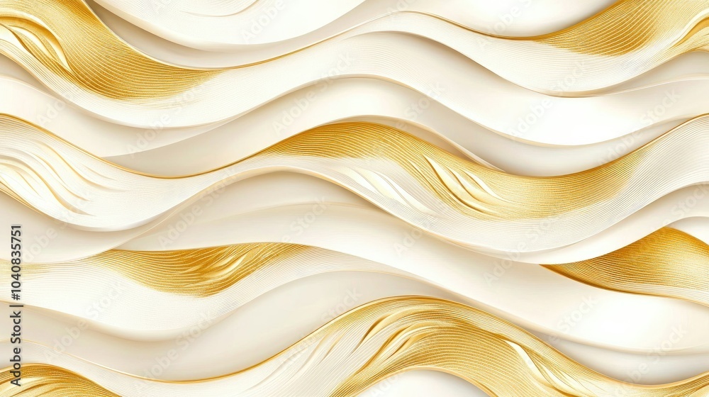 Obraz premium Luxurious Gold Wave Pattern Vector Illustration