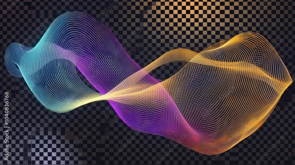 Colorful Wavy Lines on a Checkered Background Colorful Wavy Lines on a Checkered Background