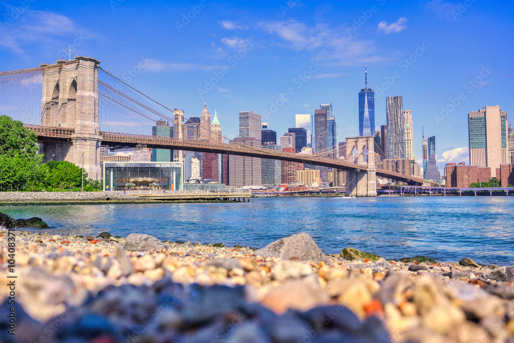 The New York City skyline from Brooklyn, New York.