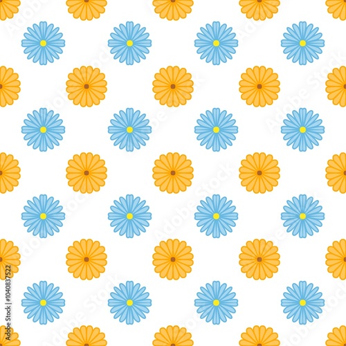 Yellow and blue flower with white background
