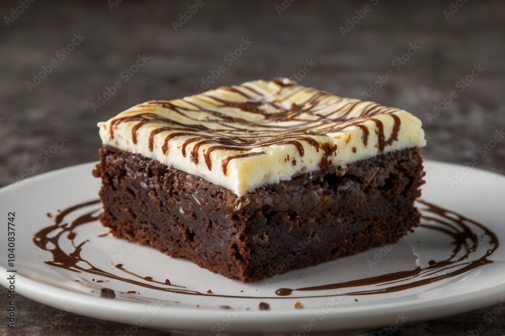 a slice of tasty brownies cake with cream cheese topping a slice of tasty brownies cake with cream cheese topping