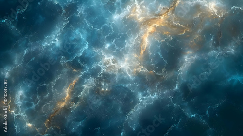 Abstract Background with Swirling Blue and Golden Hues