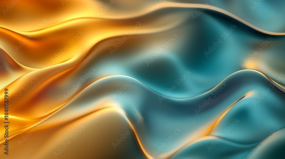 Obraz premium Abstract background with golden and teal waves