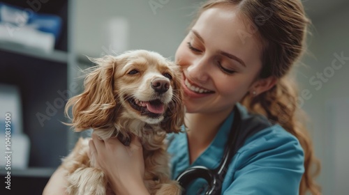 Pet therapist providing comfort to a pet, smiles and warmth all around