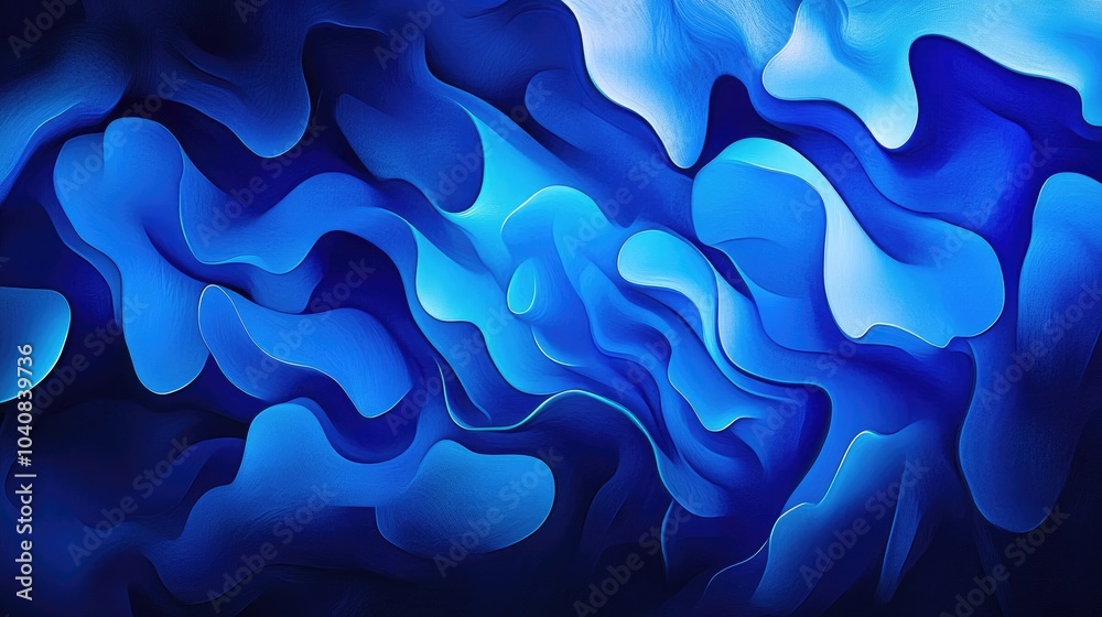 Unique Blue Abstract Illustration with Fluid Shapes Unique Blue Abstract Illustration with Fluid Shapes