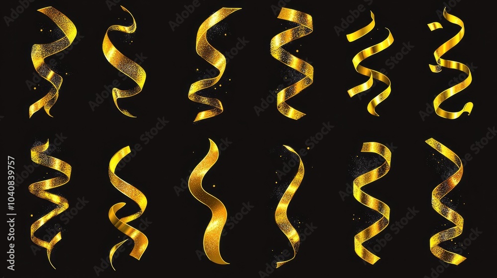 Unique Collection of Golden Ribbons in Various Styles