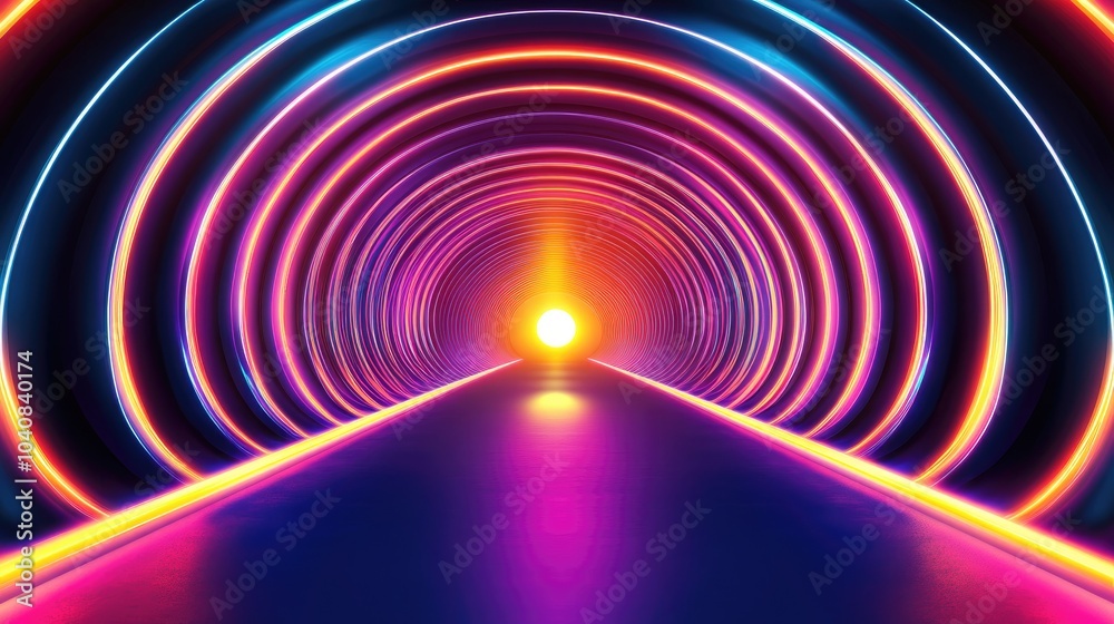 Vibrant Blue Tunnel with Glowing Light Effect Vibrant Blue Tunnel with Glowing Light Effect