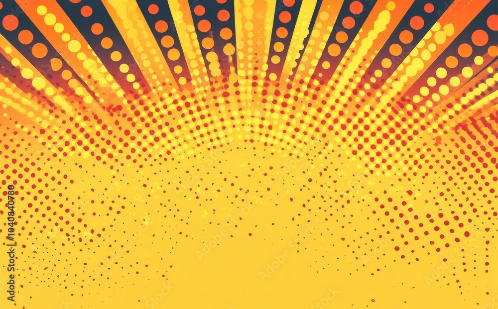 Flat Vector Background Featuring Halftone Dots in Yellow and Orange Tones, Creating an Energetic Comic Book-Style Design with Sun Rays, Ideal for Graphic Projects.
Flat Vector Background Featuring Halftone Dots in Yellow and Orange Tones, Creating an Energetic Comic Book-Style Design with Sun Rays, Ideal for Graphic Projects.