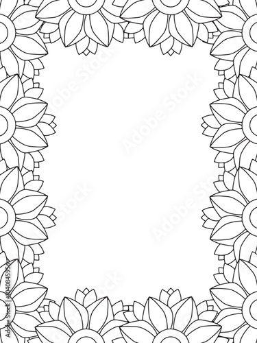 All these designs are hand-drawn and unique 
Flower Border is a Beautiful black and white illustration for adult coloring book,
This is a printable Beautiful Zentangle Coloring page for KDP Interior,