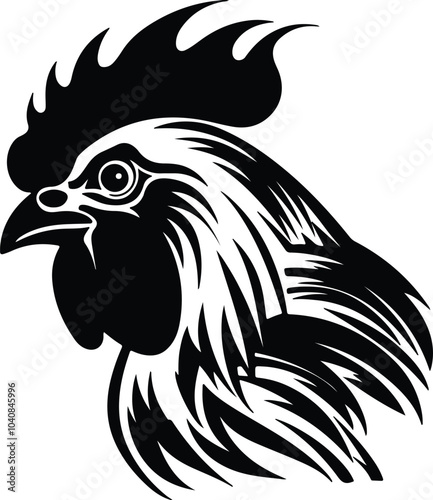 Black silhouette of rooster head