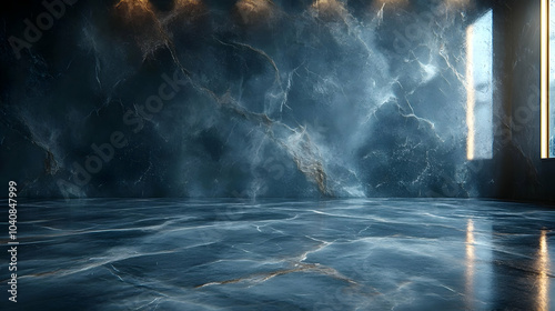 Blue Marble Wall Background - 3D Render