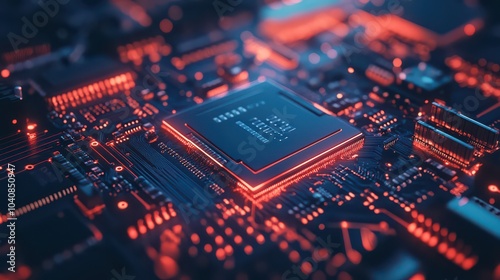 Quantum computer, large data processing, database concept. CPU isometric banner. Central Computer Processors CPU concept.Digital chip