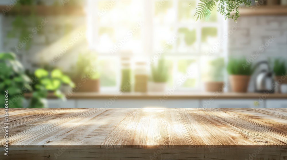 Green Empty wooden table with the bright white interior of the kitchen as a blurred background behind the bokeh golden sunshine Green Empty wooden table with the bright white interior of the kitchen as a blurred background behind the bokeh golden sunshine