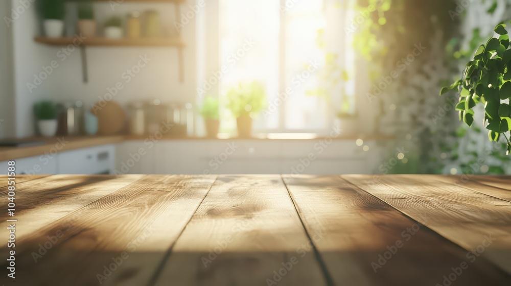Green Empty wooden table with the bright white interior of the kitchen as a blurred background behind the bokeh golden sunshine Green Empty wooden table with the bright white interior of the kitchen as a blurred background behind the bokeh golden sunshine