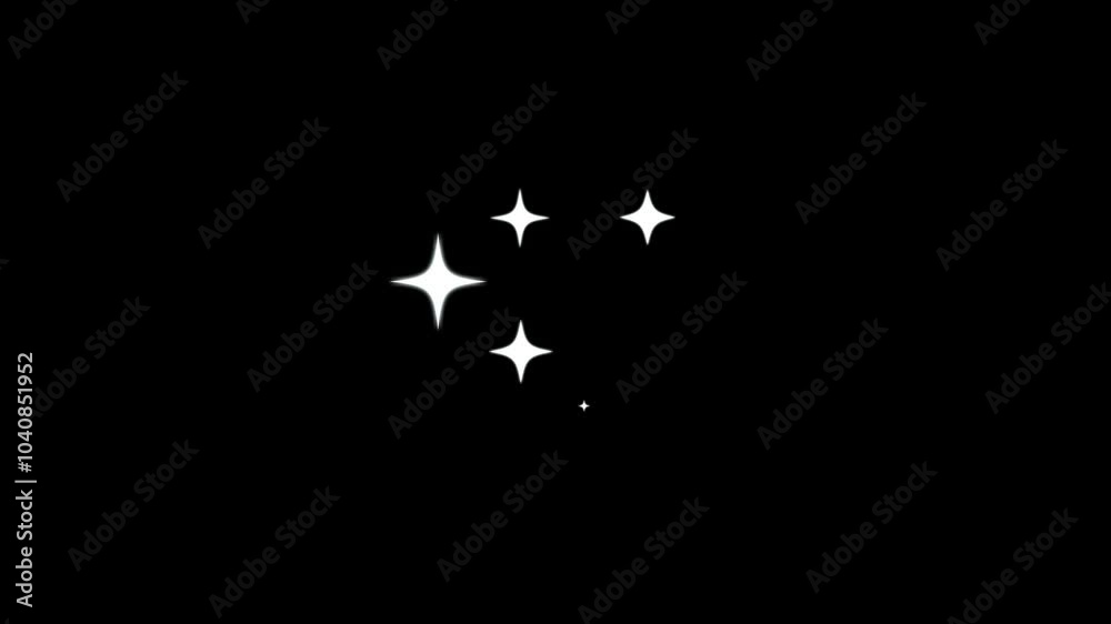 Glowing stars sparkle on black screen background,Alpha Channel animation.Shimmering ligh,magic flash,white cartoon, flat, vector,Starburst, doodles style stars blinking.4k animation Glowing stars sparkle on black screen background,Alpha Channel animation.Shimmering ligh,magic flash,white cartoon, flat, vector,Starburst, doodles style stars blinking.4k animation