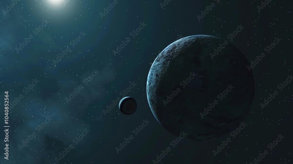 Planetary Background in the Deep Blue Universe - a stunning and cosmic visual. The deep blue hues and celestial elements create an awe-inspiring scene Planetary Background in the Deep Blue Universe - a stunning and cosmic visual. The deep blue hues and celestial elements create an awe-inspiring scene