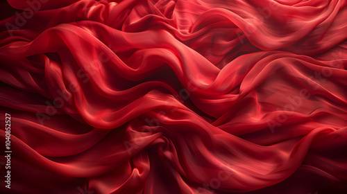 Red Silk Fabric Draped Abstract Background