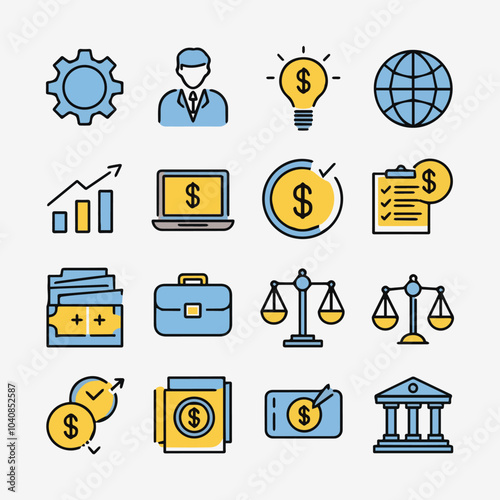 Finance and banking icon set illustration. Generative Ai  