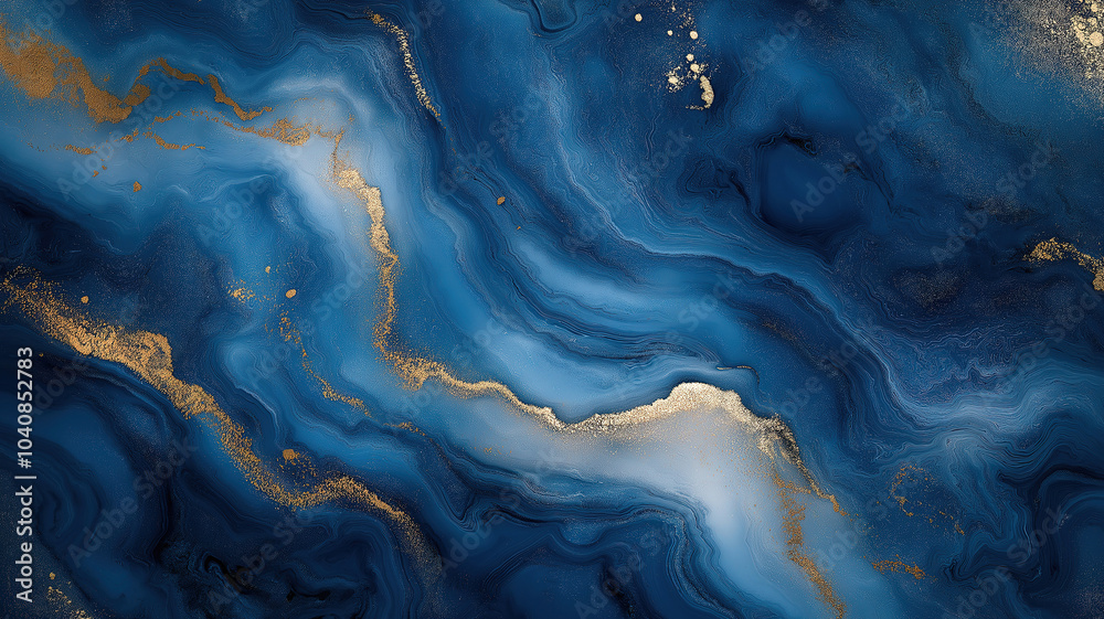 Abstract blue marble texture with luxurious gold splashes creating an elegant and rich background design Abstract blue marble texture with luxurious gold splashes creating an elegant and rich background design