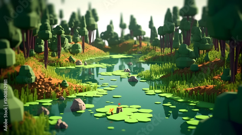 Fototapeta Naklejka Na Ścianę i Meble -  Swamp in games 3d