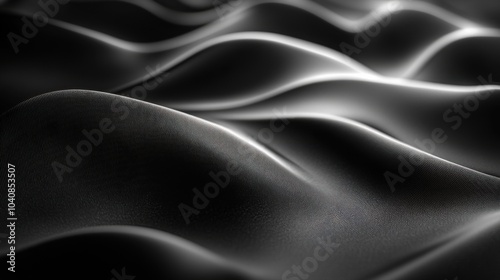 Abstract waves of black fabric creating a smooth, flowing texture.