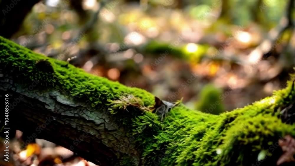 Sweeping Macro Shot of Tree Bark with Moss and Lichen Detailing in Cinematic Style Sweeping Macro Shot of Tree Bark with Moss and Lichen Detailing in Cinematic Style