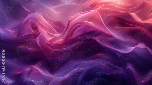 Abstract Background with Purple and Pink Waves and Glitter